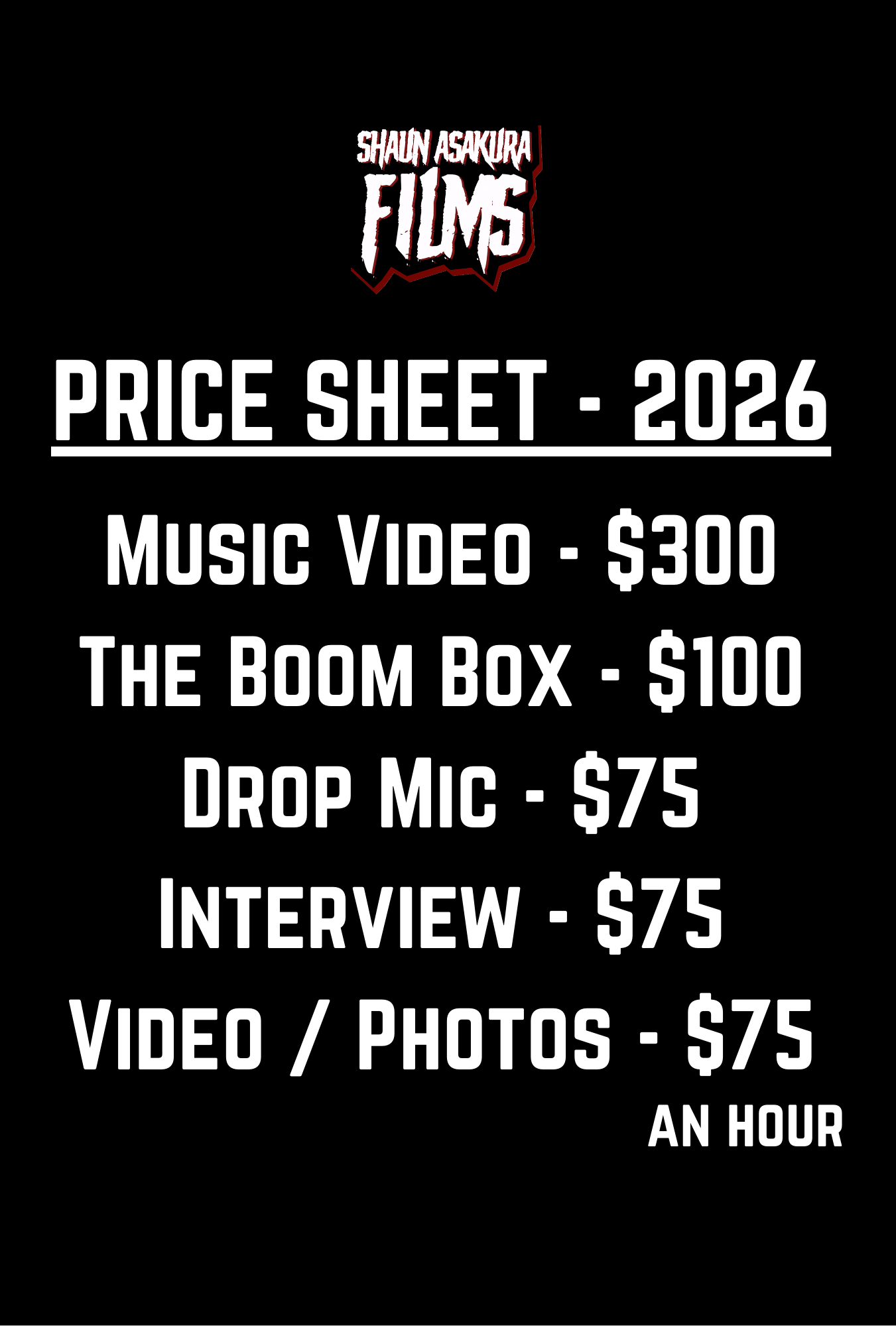 PRICE SHEET